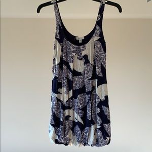 UO Silence and Noise Navy Bird-Patterned Dress
